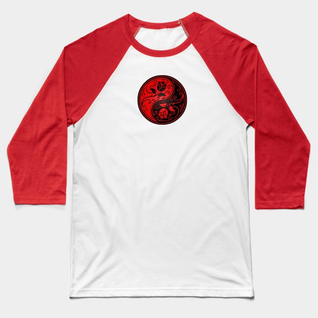 Red and Black Yin Yang Roses Baseball T-Shirt by jeffbartels